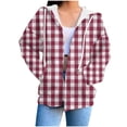 thumbnail image 2 of ICHUANYI Clearance Women's Casual Printed Zippered Long Sleeved Hooded Sweater Jacket Top(Wine, M) ICHUANYI WER2023081512287, 2 of 6