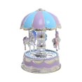 thumbnail image 2 of Caja de música de lujo PENGJTMXG Carrusel 3 caballos luz LED giratoria rotación luminosa morado, 2 of 3
