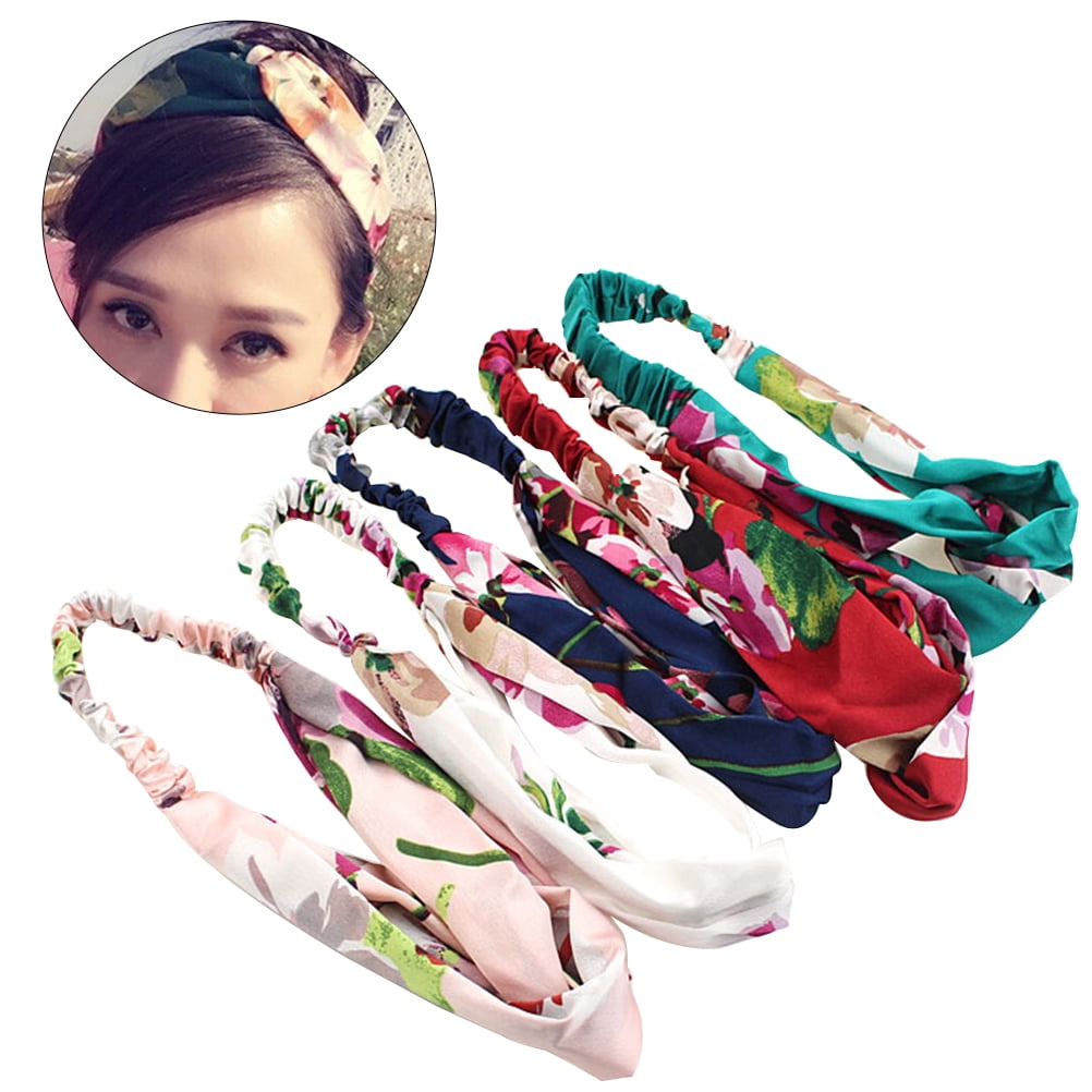 Pixnor 5pcs Pixnor Women Elastic Turban Head Wrap Headband Cross