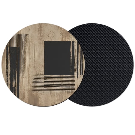 Brown Black Geometric Coasters Set of 2 Absorbent Coasters for Drinks Vintage Modern Striped Abstract Coaster for Desk Coffee Table Protection Home Decor House Warming Gifts 4
