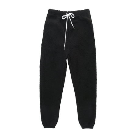 

Women’s Pajama Pants Long Solid Color Plush Loose Sleepwear Bottoms