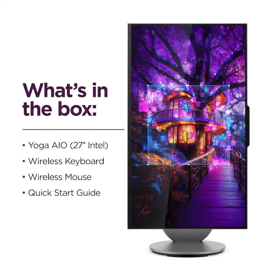 Lenovo Yoga AIO Premium All-in-One Desktop, 27" QHD 120Hz, Intel Core Ultra 7 255H, 16GB RAM, 1TB SSD, Windows 11 Home