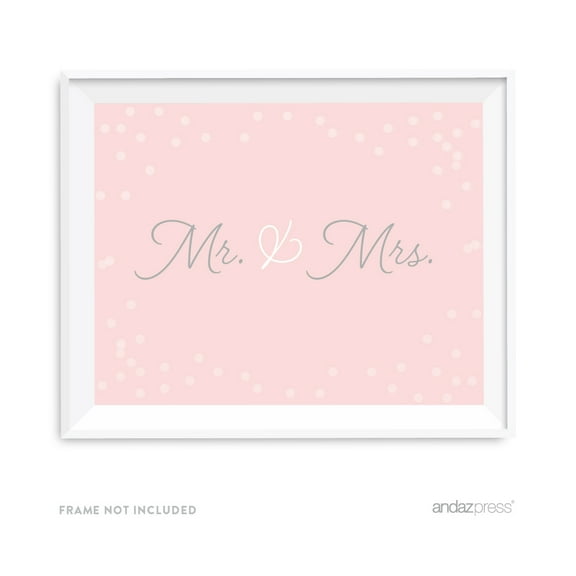 Mr. & Mrs. Blush Pink and Gray Pop Fizz Clink Wedding Party Signs