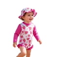 thumbnail image 4 of Shadoumai Long Sleeve Snap Button Swimsuit With Matching Sun Hat For Baby Girls UPF 50+ Rash Guard Swimwear Set For Pool And Beach, 4 of 4