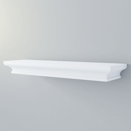 Bathroom Wall Shelf Bathroom Wall Shelf Mantle Decorative Molding for Storage Display 24 inch White Concealed Bracket Mounting … ()