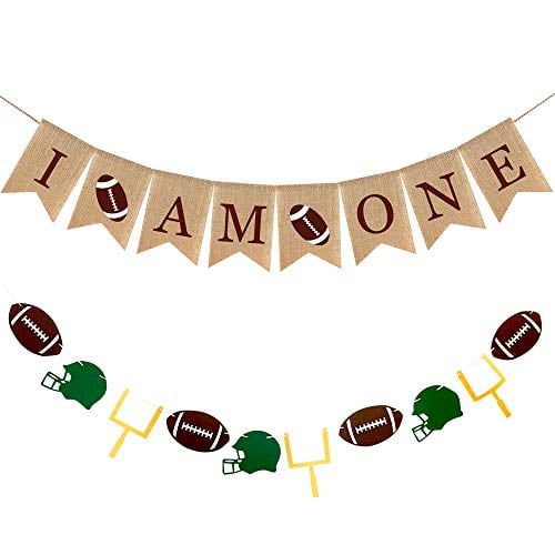 Football I am One Banner and Garland for Kids Boys Girls Birthday Decorations