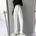 thumbnail image 1 of Pantalones anchos de traje para mujer con un tacto de alta gama, cintura alta y sensación de caída, ajustados y casuales, pantalones cortos para primavera., 1 of 3