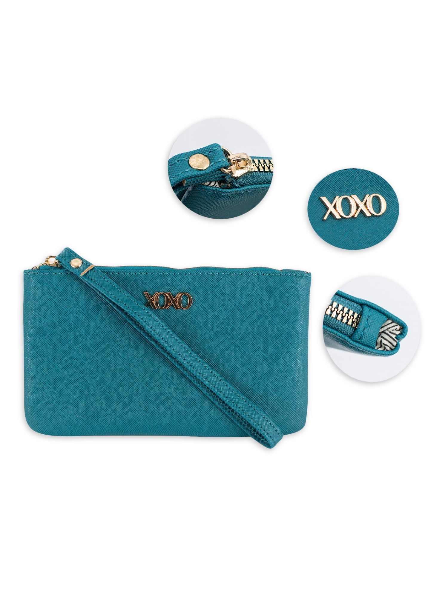 XOXO Women’s Large Teal Saffiano Multifunction Solid / Patterned Wristlet Wallet