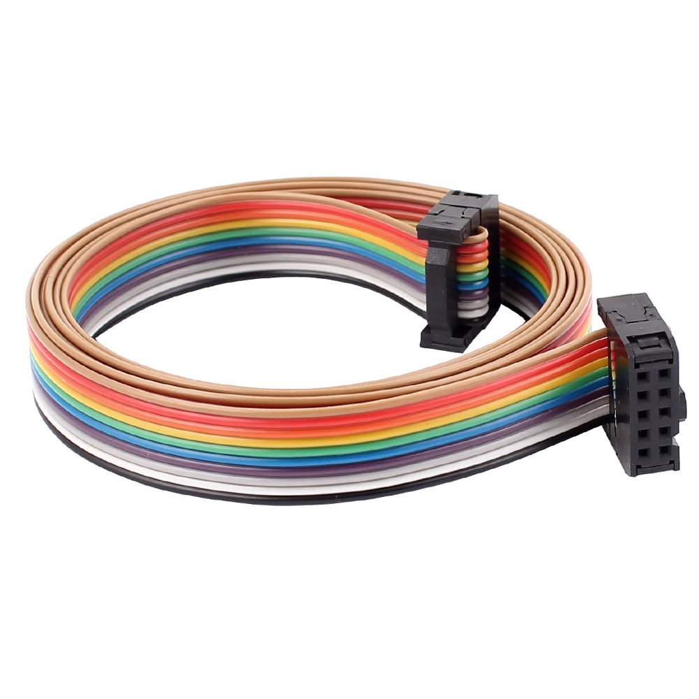 3.8ft 10 Pin 10 Way F/F Connector IDC Flat Rainbow Ribbon Cable for DIY
