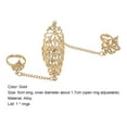 thumbnail image 7 of AYYUFE Opening Ring Rhinestone Embedded Alloy Golden Color Hollowed-out Leaf Dual Chain Ring for Dating, 7 of 7