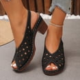 thumbnail image 3 of HomeDM Platform Chunky Heels Sandals for Women Open Toe Slingback Summer Dressy Beach Slides Sandals, Black Size 7, 3 of 9