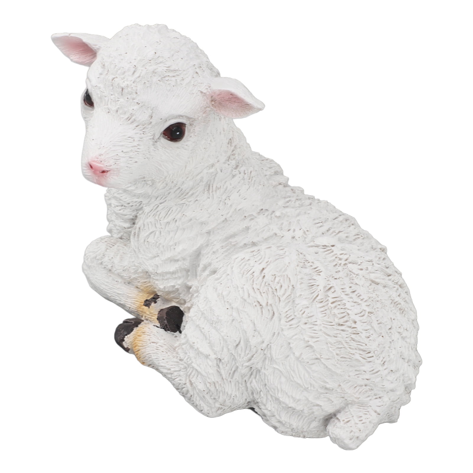 Sheep Statue Hand Made Lifelike Lamb Shape Figurine Resin Garden Sculpture for Indoor Outdoor Decoration Lying