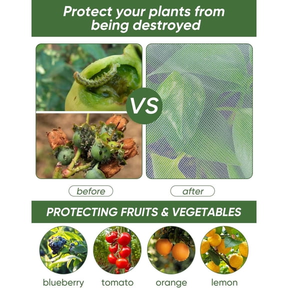 Bird Netting for Garden Protection - 4 Pack Garden Netting Pest Barrier with Drawstring,3.3Ft x 2.7Ft Mosquito Net Tomato Protective Cover Garden Plant Netting for Cicadas Vegetables Blueberry Bushes