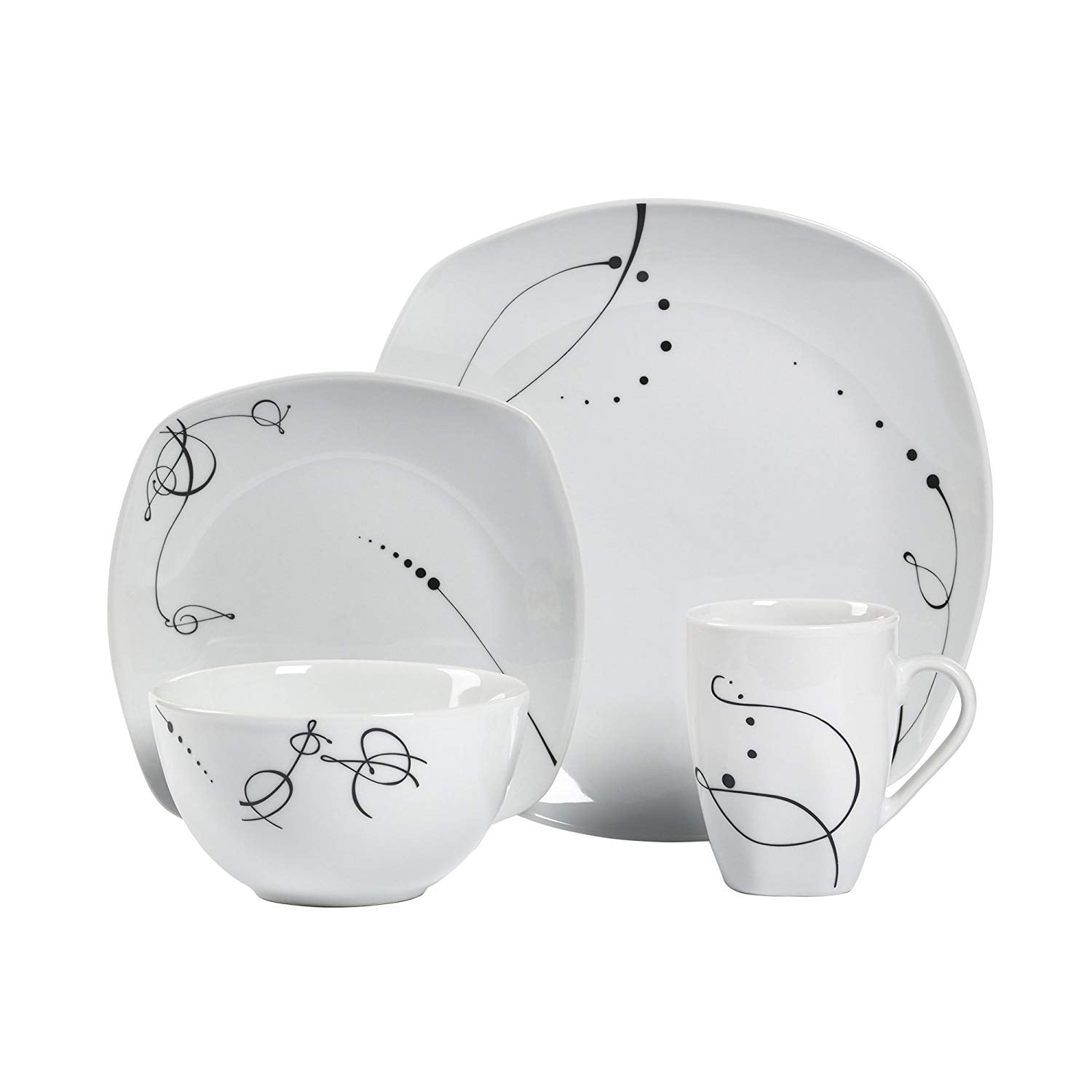 Tabletops Unlimited Gallery Pescara Square 16 Piece Dinnerware Set