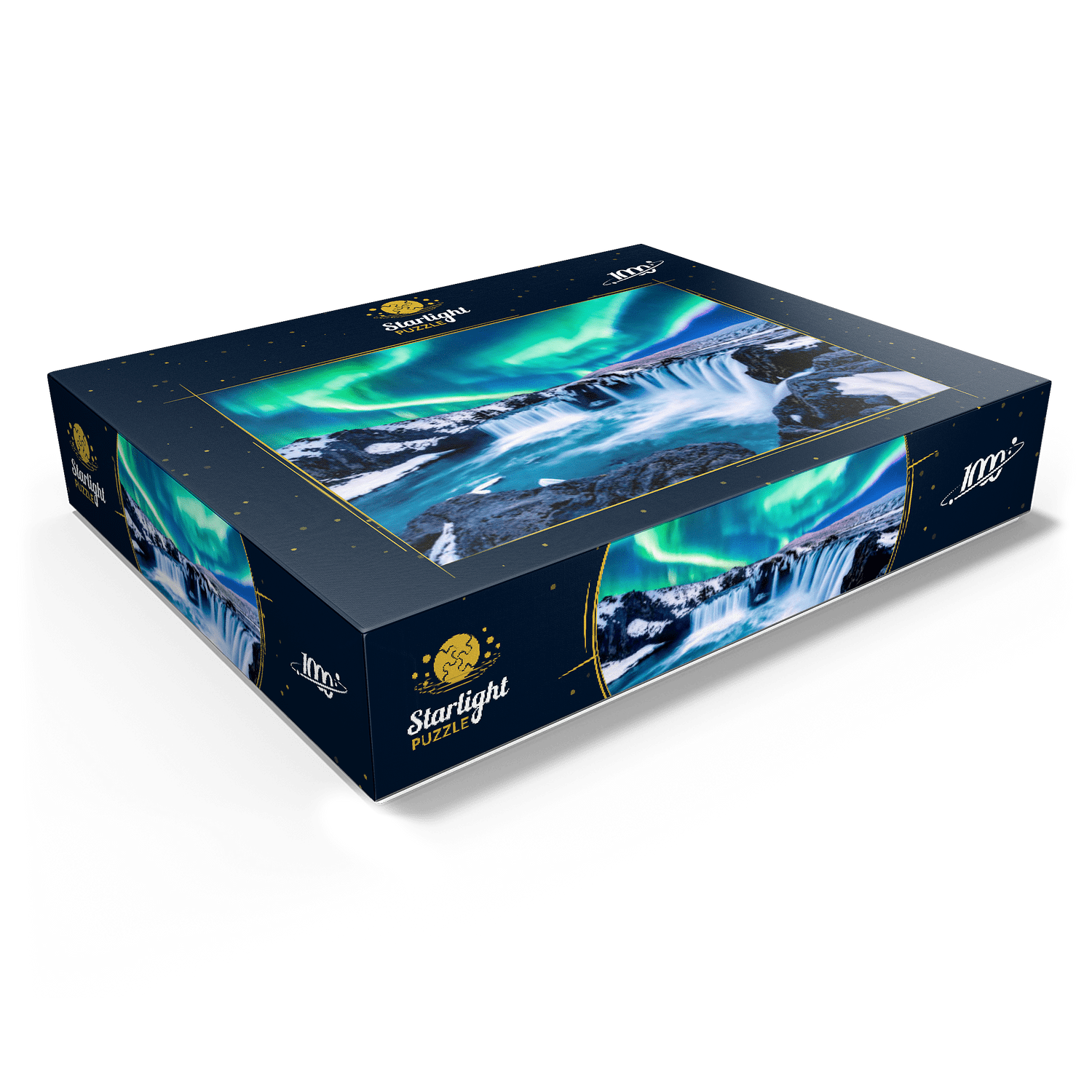 MyPuzzle - Northern Lights Over Godafoss Waterfall In Iceland - Premium 1000 Piece Jigsaw Puzzle for Adults