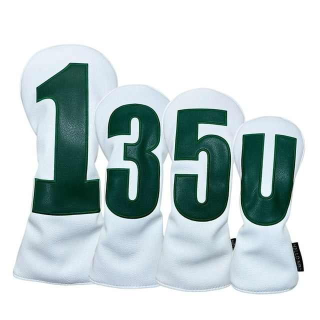 4 Fundas de Golf Cola Funda Protectora de Piel Sintética para Palos de Golf Blanco