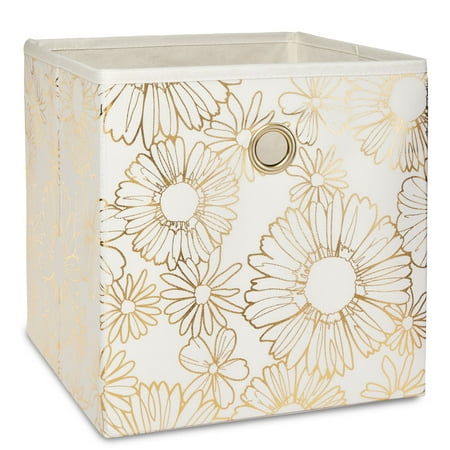Mainstays Collapsible Fabric Cube Storage Bins (10.5" x 10.5"), Gold Metallic, 4 Pack