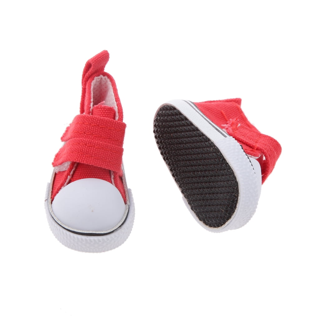 Cute 4.8cm Red Touch Fasten Canvas Sports Shoes for 1/6 BJD Doll Clothes 