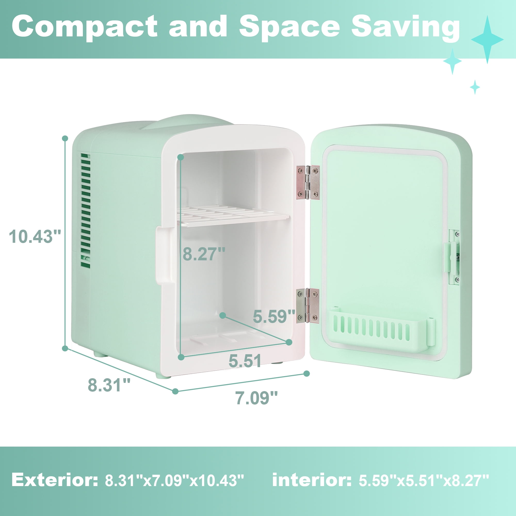IceBlue LED Mirror Skincare Refrigerator- 4L Mini Fridge for Makeup & Drinks - Car/Home Portable Cooler