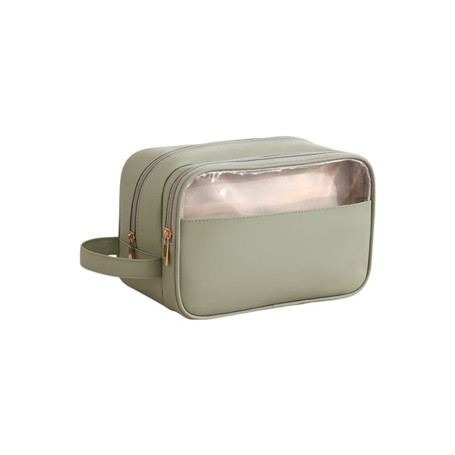 Green Polyester Toiletry Bag Travel Organizer For Cosmetics Shower 10.0X6.7X4.7 In