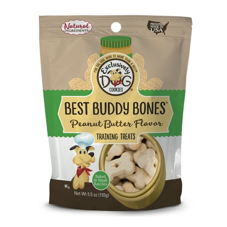 Exclusively Dog Cookies Best Buddy Bones Peanut Butter Flavor Training Treats, 5.5 (Best No Xplode Flavor)