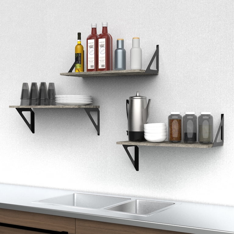 Hyper Tough Rustic Gray Wall Shelf, 3-Pack photo 5