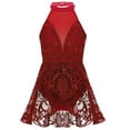 thumbnail image 1 of Alvivi Kids Girls Lace Sequin Dance Dress Halter Sleeveless Leotard Ballet Dancewear, 1 of 7