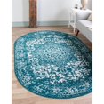 thumbnail image 2 of Unique Loom Tapis de Bordure Richemond 7' 10 x 10' Ovale Turquoise/ivoire, 2 of 2