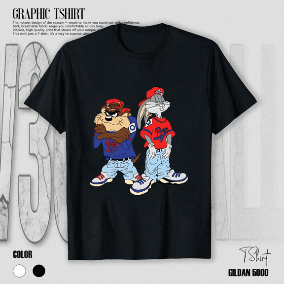 Retro Bunny Bros Nineties Cartoon Throwback Nostalgia Art Unisex T-Shirt V17496, up to size 5XL