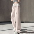 thumbnail image 6 of hotojiny Women's Wide Leg Sweatpants Trendy Drawstring Baggy Pants Cute Lace High Waisted Sport Workout Trousers, 6 of 7