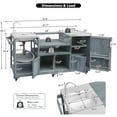 thumbnail image 2 of Harper & Bright Designs Outdoor Kitchen Island with Sink, Solid Wood Outdoor Grill Cart for XL Green Egg Grills, Rolling Outdoor Bar Cart with Stainless Steel Top, for Pizza Prep & BBQ, Grey+Blue, 2 of 19