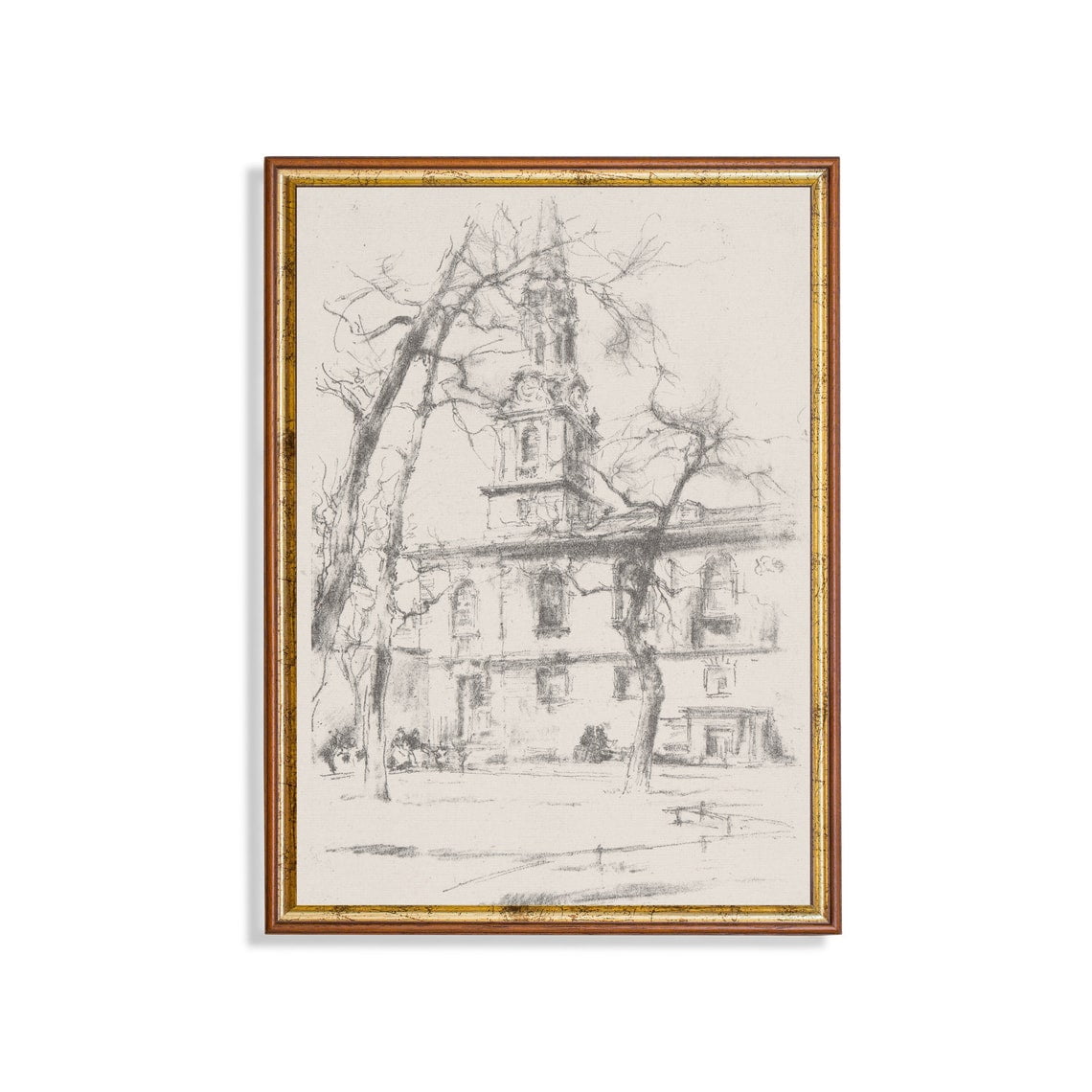 Antique Church Sketch Minimalist European Architecture Wall Art Print Modern Living Room And Office Decor