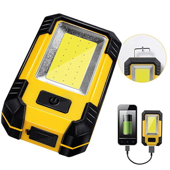 LED Work Light Rechargeable, Magnetic COB Portable Worklights, 30w Lumens, Job Site Lighting for Car Repairing,Camping,Hunting (Yellow)