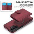 thumbnail image 6 of Decase for Samsung Galaxy A13 4G Flip PU Leather Back Cover with 2-in-1 Detachable Magnetic Wallet with 5 Card Slots Compatible Mag-Safe and RFlD Blocking Kickstand and Wireless Charging,Winered, 6 of 6