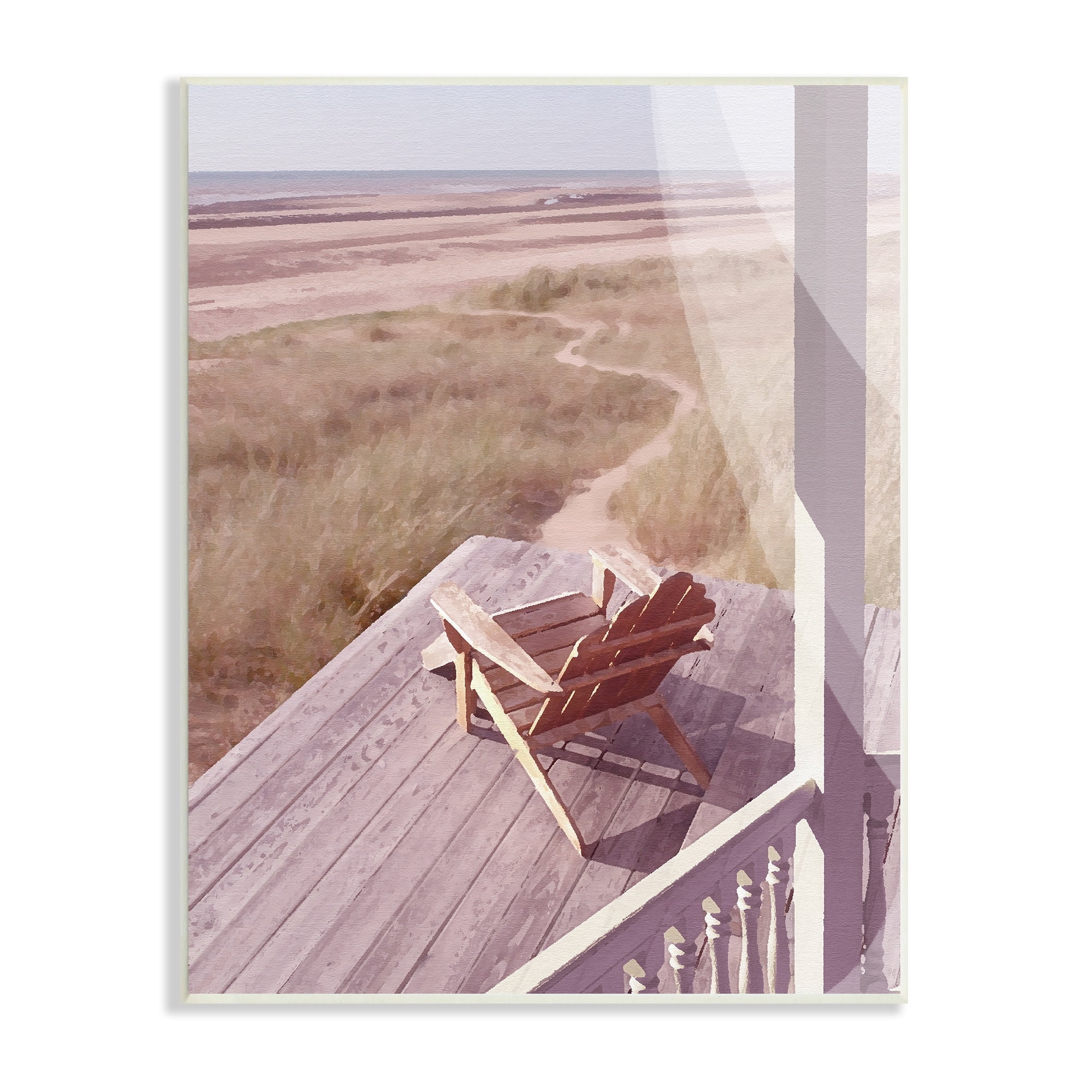 Stupell Industries Lone Lounge Chair Rural Beach Grass Porch Painting Unframed Art Print Wall Art, Design by Noah Bay