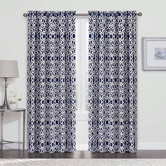 Home Soft Things Montegomery Blue Curtain Set - 2 Panels - 60"x84"