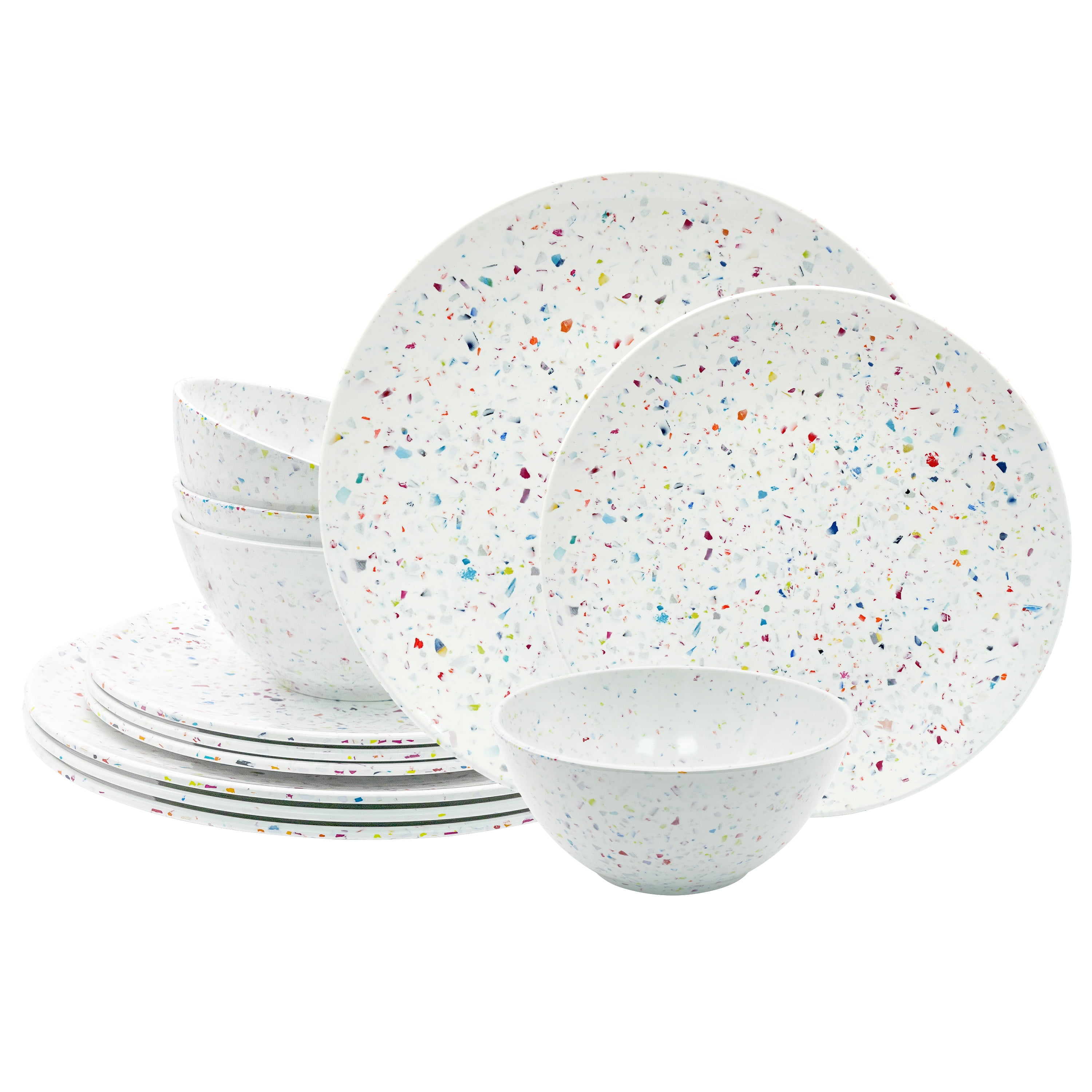 Zak Designs Confetti 12 pc. Plate, Bowl and Salad Plate Set, Eggshell