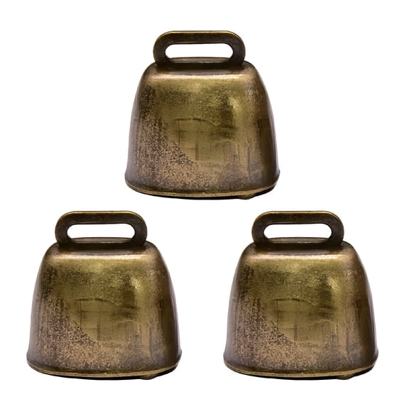 LAMIRO 3x3x Retro Grazing Bell Small Cowbell Loud Bells for Cow Horse Dog Bronze