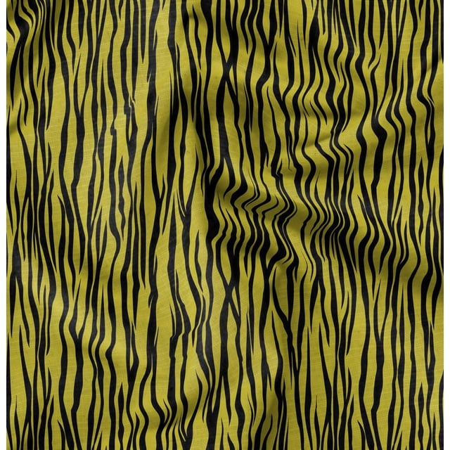 Soimoi Yellow polyester Crepe Fabric Wild Animal Skin Printed Craft Fabric by The Yard 42 Inch Wide