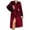 Burgundy, variant on TEAJOPSUU Velvet Bathrobes for Women Long Sleeve Lace Bow Printed V Neck Soft Fuzzy Casual Homewear Loose Robes Burgundy