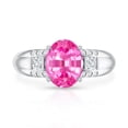 thumbnail image 4 of Oval Shape Lab Grown Pink Sapphire Solitaire Ring with Diamond (4 Carat), 14K White Gold, US 12.50, 4 of 8