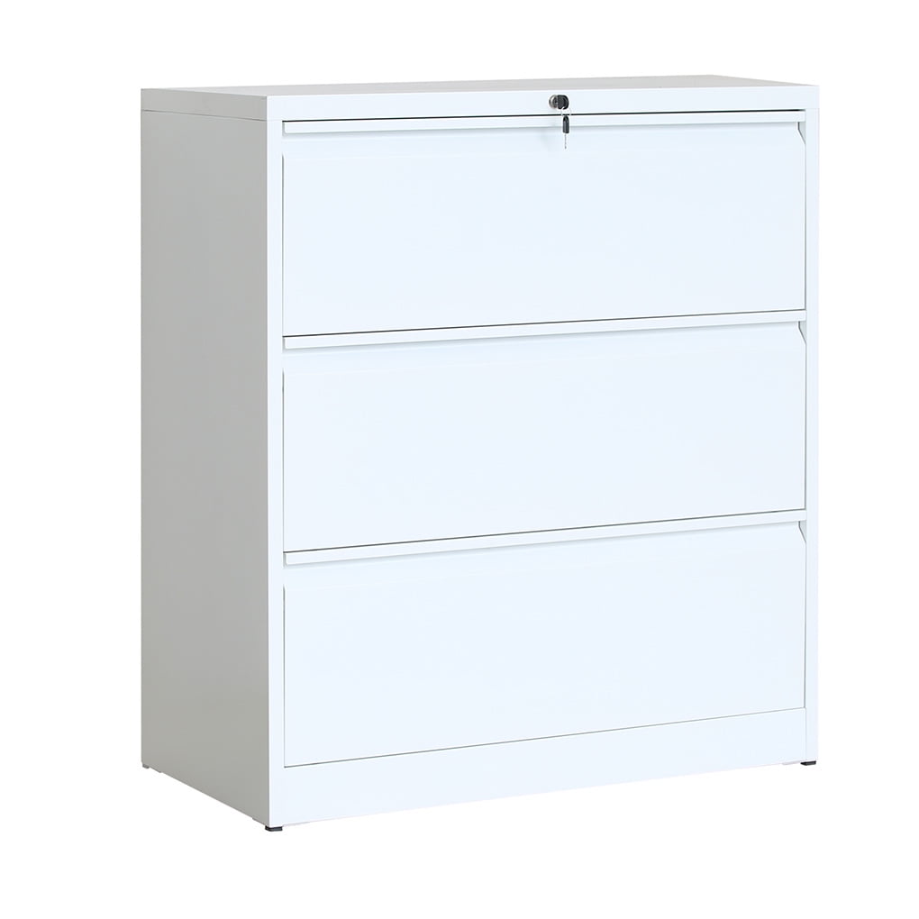 Lateral File Cabinet With 3 Drawers Home Office Letters Documents Files Storage Steel Chest Walmart Com Walmart Com