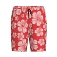 thumbnail image 4 of Naloa Red Hibiscus Flower Men's Short Pajama Pants, Lounge Comfort Shorts with Elasticized Waistband and Side Pockets - 4X-Large, 4 of 9