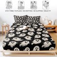thumbnail image 5 of Twin XL Size Fitted Sheet Set - Halloween 2 Piece Bedding Sets 16" Deep Pocket Fitted Sheet with 1 Pillowcases, Black Spooky Ghostly Silhouettes Vintage Brushed Microfiber Hotel Luxury Bed Sheets, 5 of 9