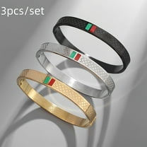 Bohemian Red Green Striped Bracelet for Men and Women Fashion Birthday Party Hip Hop Jewelry Gift,Silver