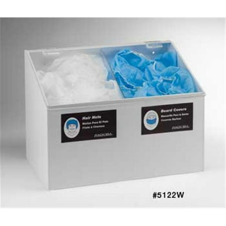 - RackEm Racks 5122-W 2-Compartment Hair Net-Beard CoverS-hoe Cover