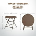 thumbnail image 2 of LINJH 32" Round Folding Commercial Banquet Table, Portable Plastic Coffee Card Dining Table for Kitchen or Outdoor Party Wedding Event-Brown, 2 of 9
