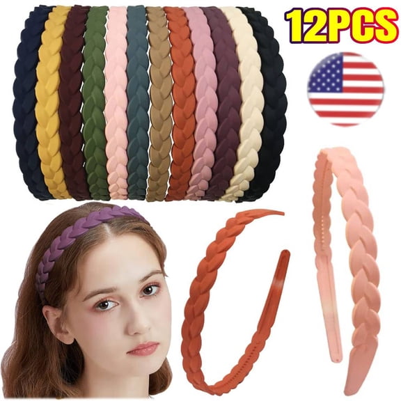 12 PACK Fashion Color Thin Headbands, Elegant Plastic Hair Grip Bands with Non-Slip Design for Women, Party Work Day wear