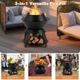 thumbnail image 5 of Spaco 20 Inch Patio Fire Pit Metal Camping Fire Bowl with Pot Holder and Storage Shelf-Black, Camp Stove for Outdoor Cooking, 5 of 7