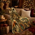 thumbnail image 3 of Ochre Safari Lion Collage Scene, Warm Rustic Geometric Style for Wildlife Lovers, Sun Animal Pattern Theme and Christmas Gift, Cozy Flannel Blanket for Bedroom Living Room, Home Decor, 3 of 9